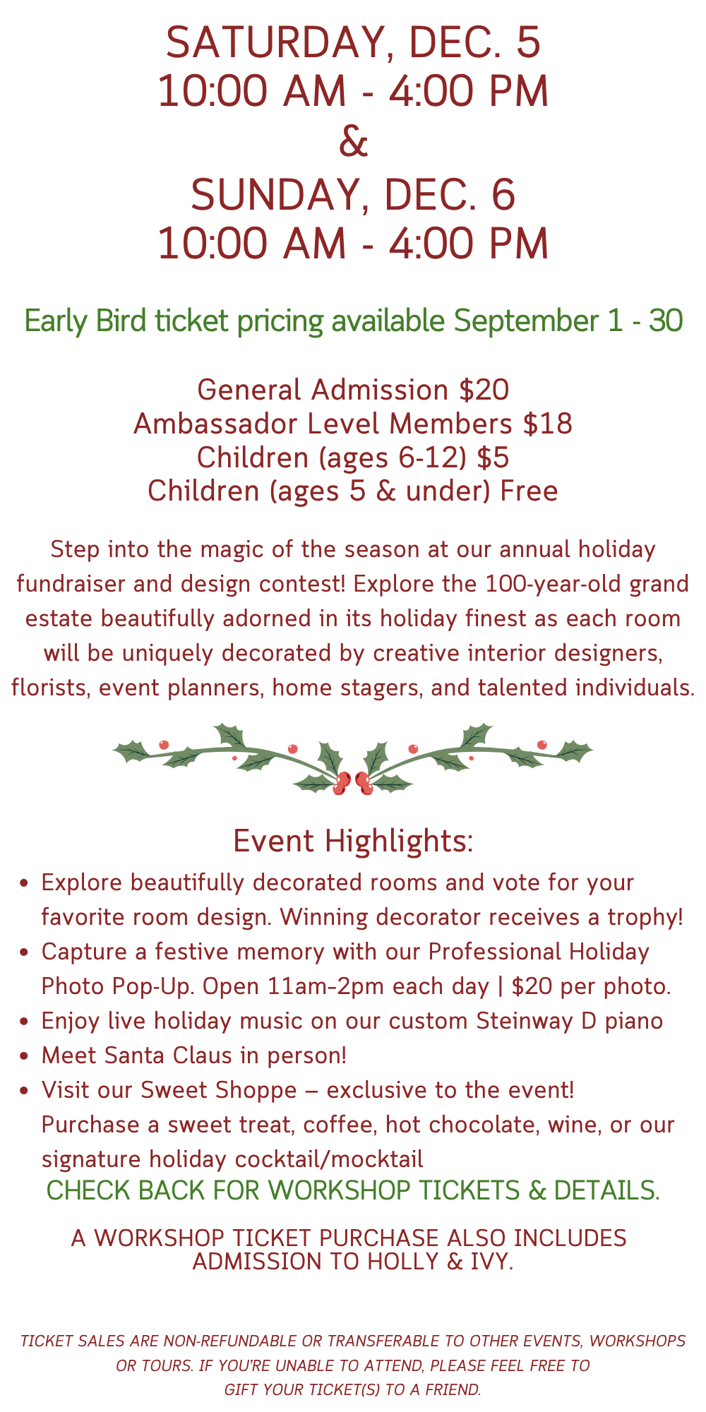 2026 Holly & Ivy - Early Bird Tickets Sept 1-30.png